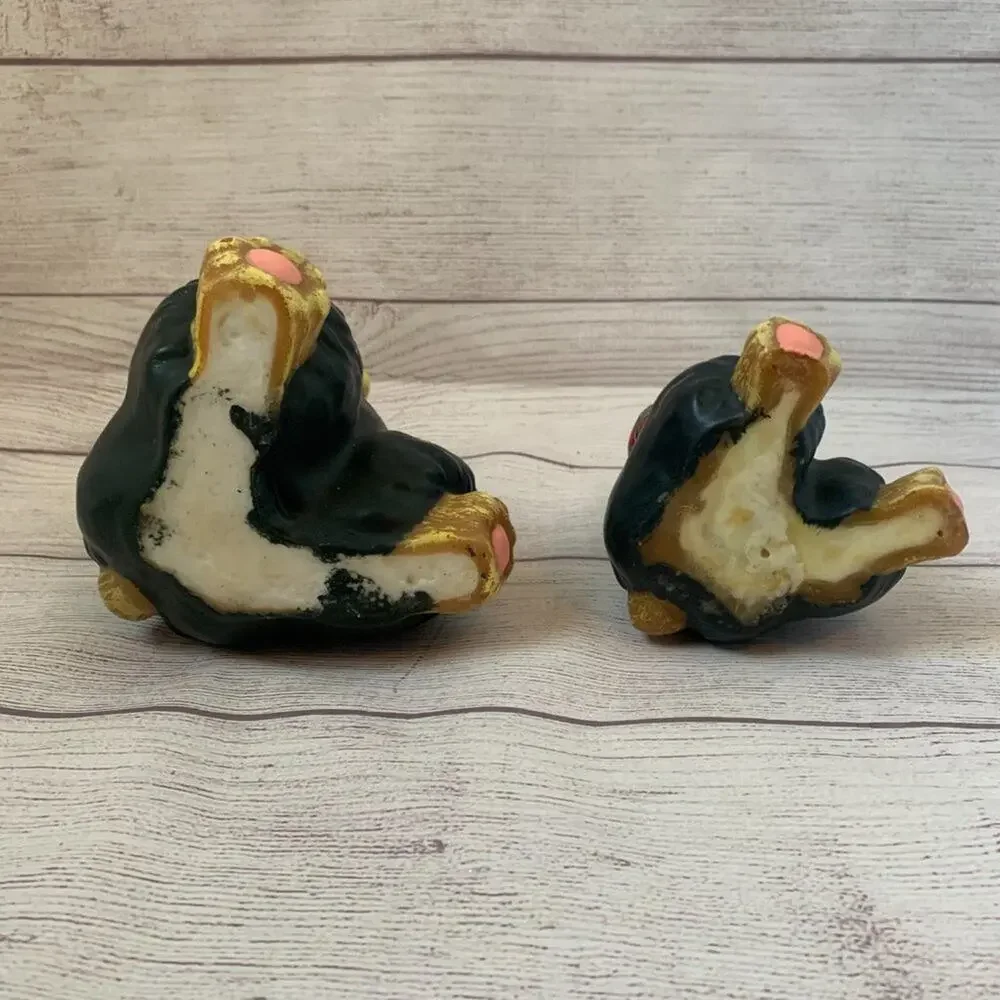 Vintage Teddy Bear Candles Set of 2 Bears with Bow Tie Plaid Shirt Overalls